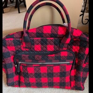 Plaid Quilted Women's Bag - Red and Black